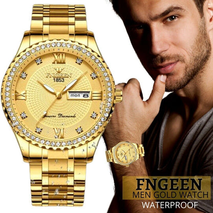 Classic Gold Quartz Watch Stainless Steel Business Watch for Men