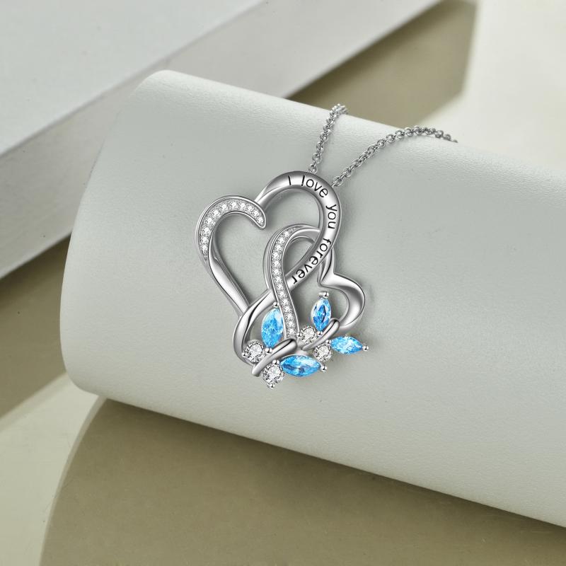 Butterfly Heart Necklaces for Women Sterling Silver