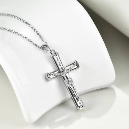 Jesus Cross Necklace Cross Pendant Sterling Silver Gift for Boys Girls Women Men