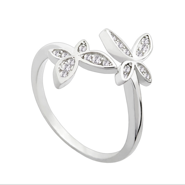 Adjustable Sterling Silver Women's Butterfly Ring