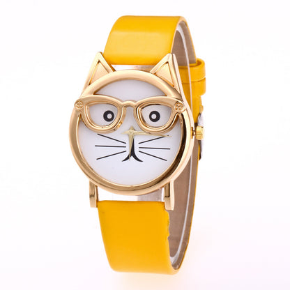 Lovely Cat Face Design Watch for Kids