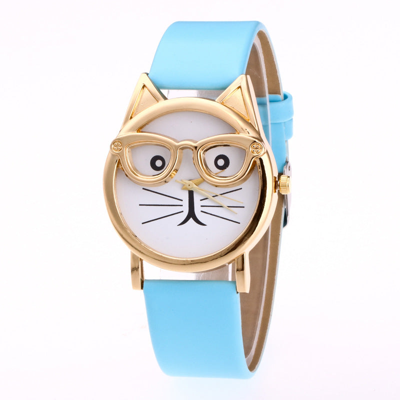 Lovely Cat Face Design Watch for Kids