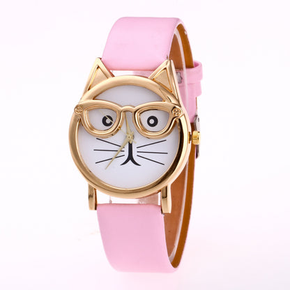 Lovely Cat Face Design Watch for Kids