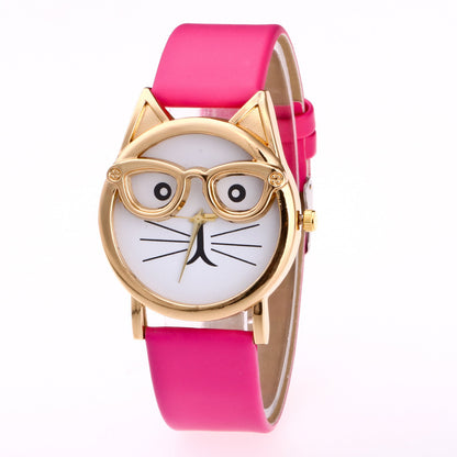 Lovely Cat Face Design Watch for Kids