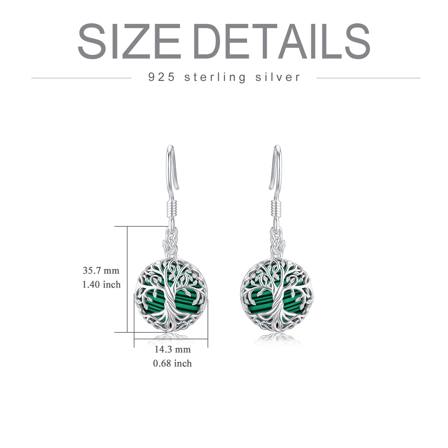 Sterling Silver Tree Of Life Abalone Shell Pendant Earrings For Women