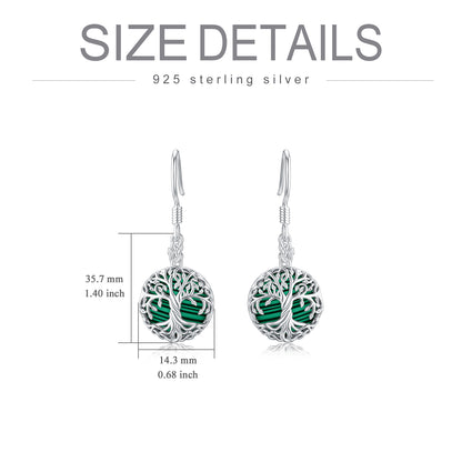 Sterling Silver Tree Of Life Abalone Shell Pendant Earrings For Women