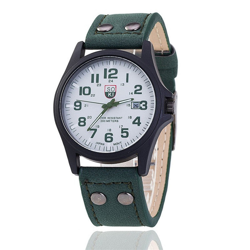 Men's Casual Frosted Leather Watch