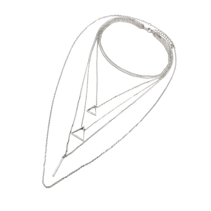 Women's Multilayer Triangle Bar Pendant Necklace