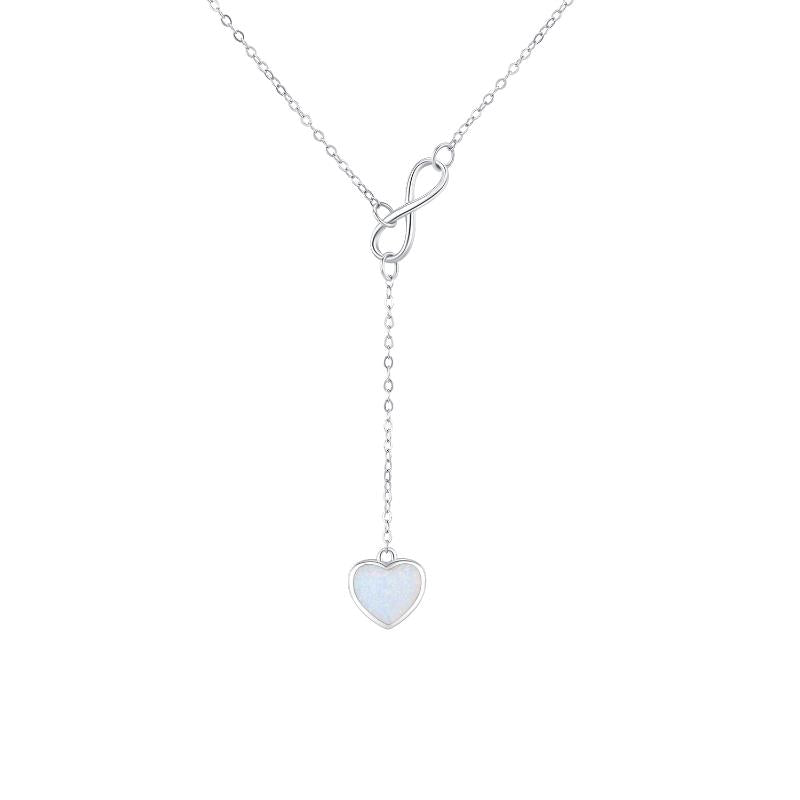 Infinite Love Necklace 925 Sterling Silver Opal Love Heart Necklace Jewelry Forever Love Pendant Endless Jewelry Gift