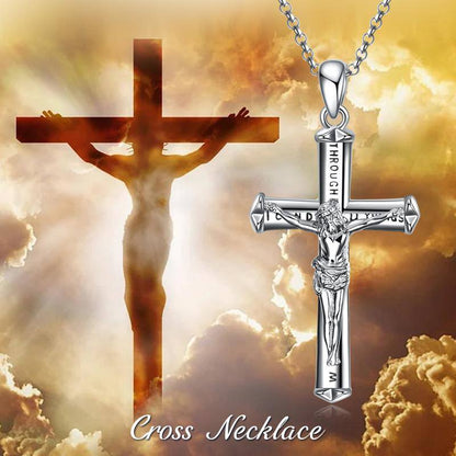 Jesus Cross Necklace Cross Pendant Sterling Silver Gift for Boys Girls Women Men