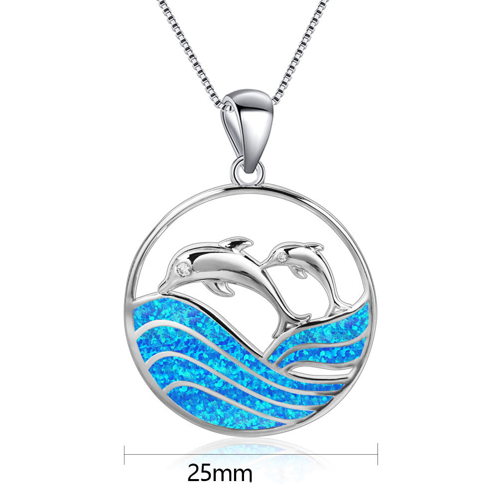 Parent-Child Dolphin Pendant Necklace