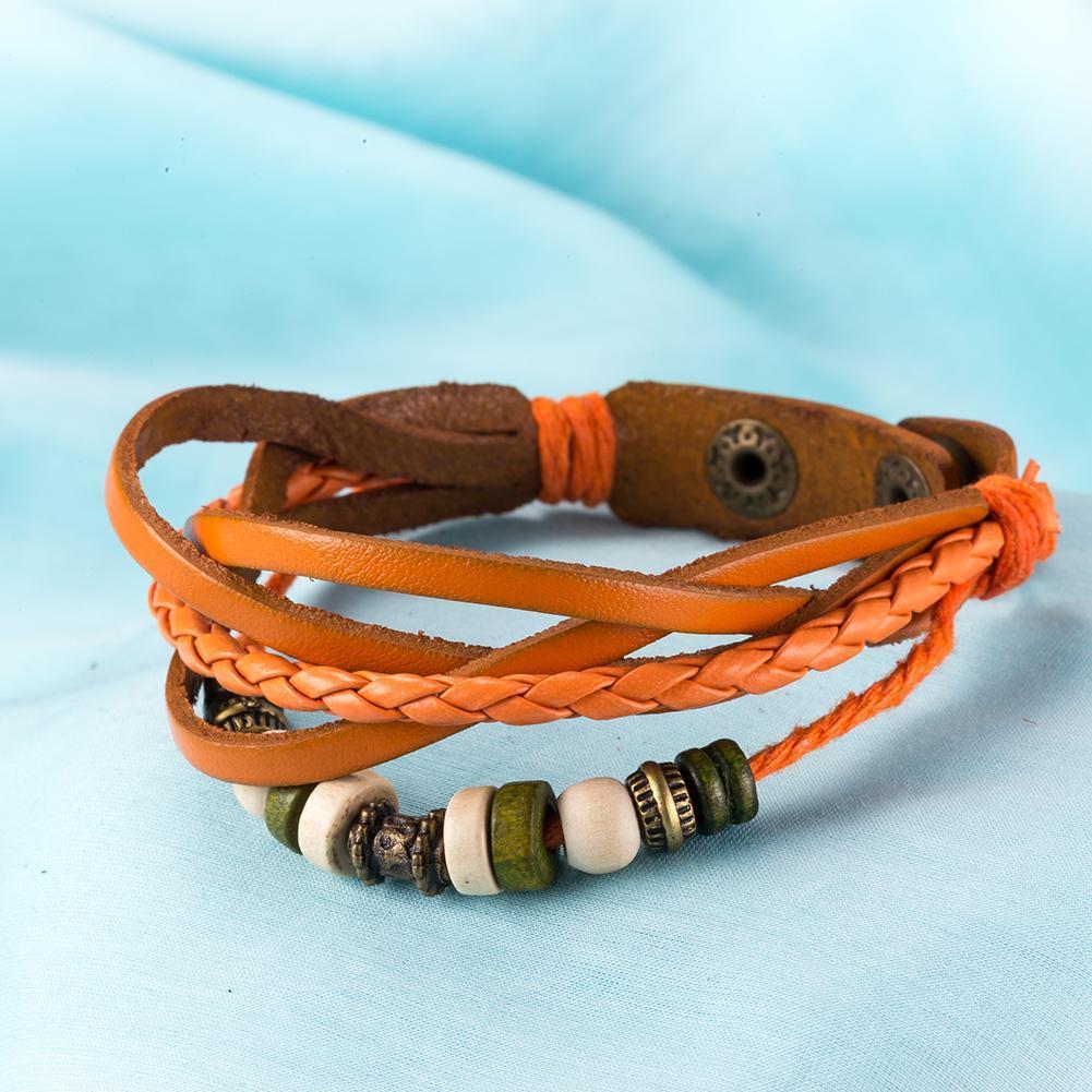 Leather Bracelet with Stainless Steel