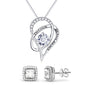 I Love You To The Moon And Back Necklace & Halo Stud Embellished With Crystals In 18k White Gold Filled Earrings