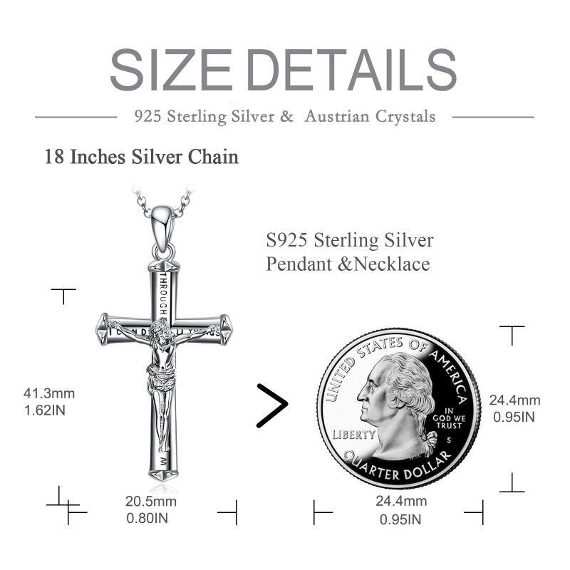 Jesus Cross Necklace Cross Pendant Sterling Silver Gift for Boys Girls Women Men