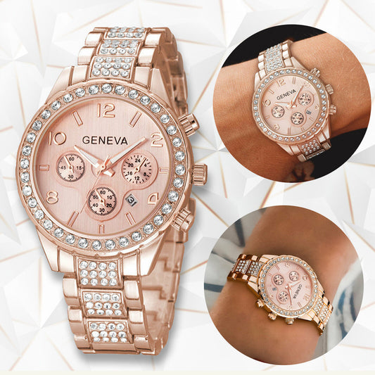 Waterproof Women's Luxury Classic Stainless Steel Crystal Quartz Round Wrist Watch Best Gift Idea for Women