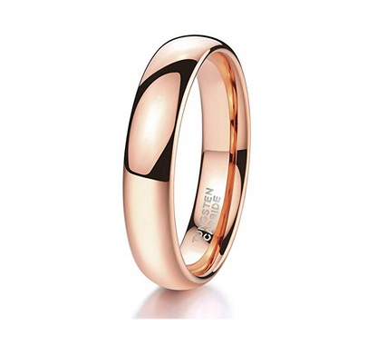 4MM Rose Gold Tungsten Wedding Ring, Rose Gold Tungsten Ring, High Polish