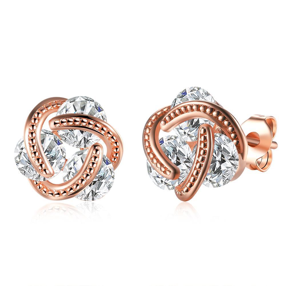 18K Gold Plated Mesh Knot Stud Earrings Made with Austrian Elements - 3 Options Available