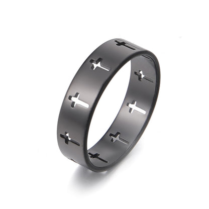 18K Gold Hollow Out Cross Stainless Steel Ring