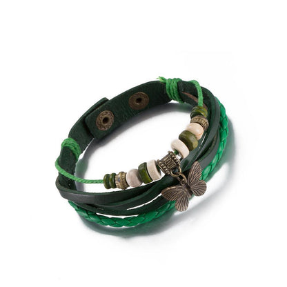 Leather Bracelet with Stainless Steel