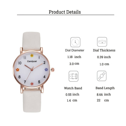 Cute Girls Flower Watch Bracelet Set