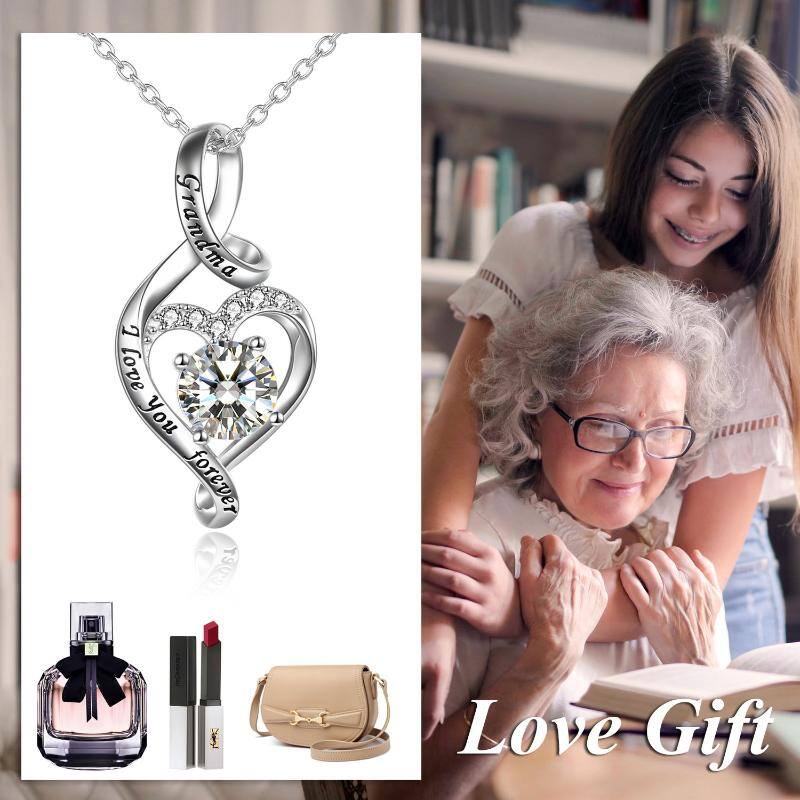 Grandma I Love You Forever Sterling Silver Necklace Gift for Grandma