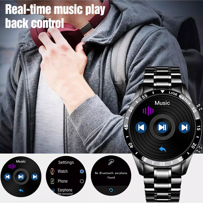 Smartwatch for Men, Fashion Fitness Tracker Bluetooth Calls Voice Chat Fashion Steel with Blood Pressure Heart Rate Sleep Monitor,1.3" Full Touch Screen Activity