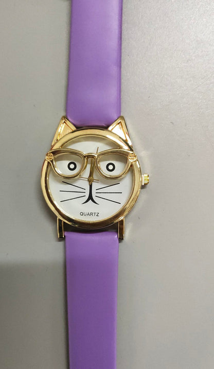 Lovely Cat Face Design Watch for Kids