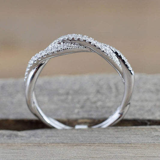 925 Silver Plated Zircon Twist Ring