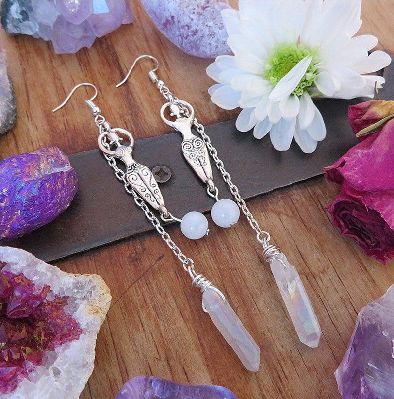Moonstone And Angel Halo Wrap Earrings For Women