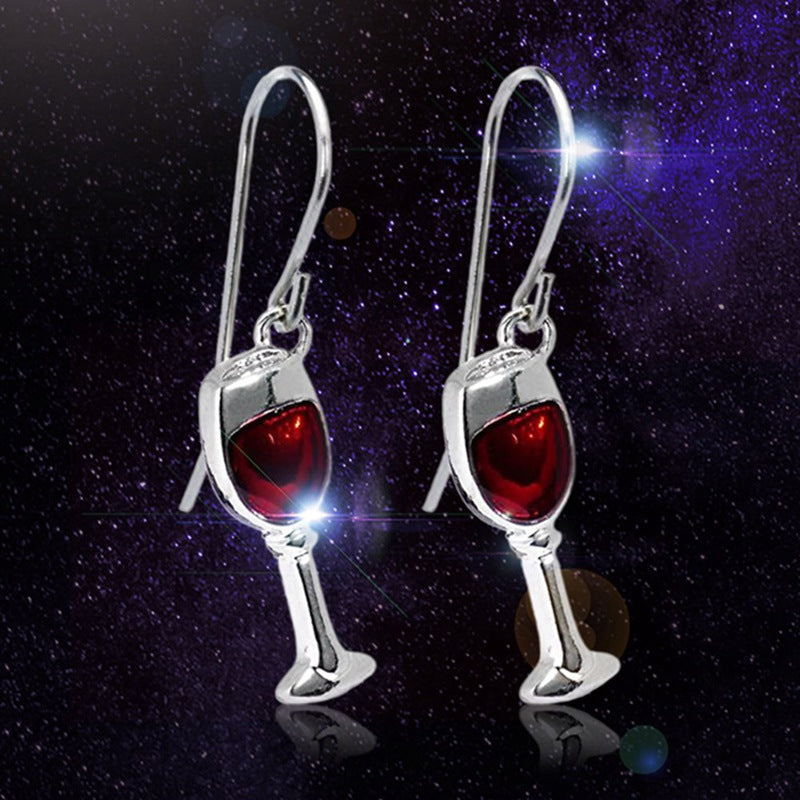Red Wine Goblets Stud Earrings Gifts Women