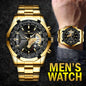 Gold Stainless Steel Quartz Watch For Men Waterproof Classic