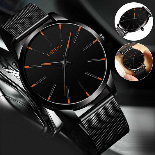 Men's Watch - Luxury Quartz Watch Stainless Steel Analog Thin Waterproof Classic Business Gift for Men. 