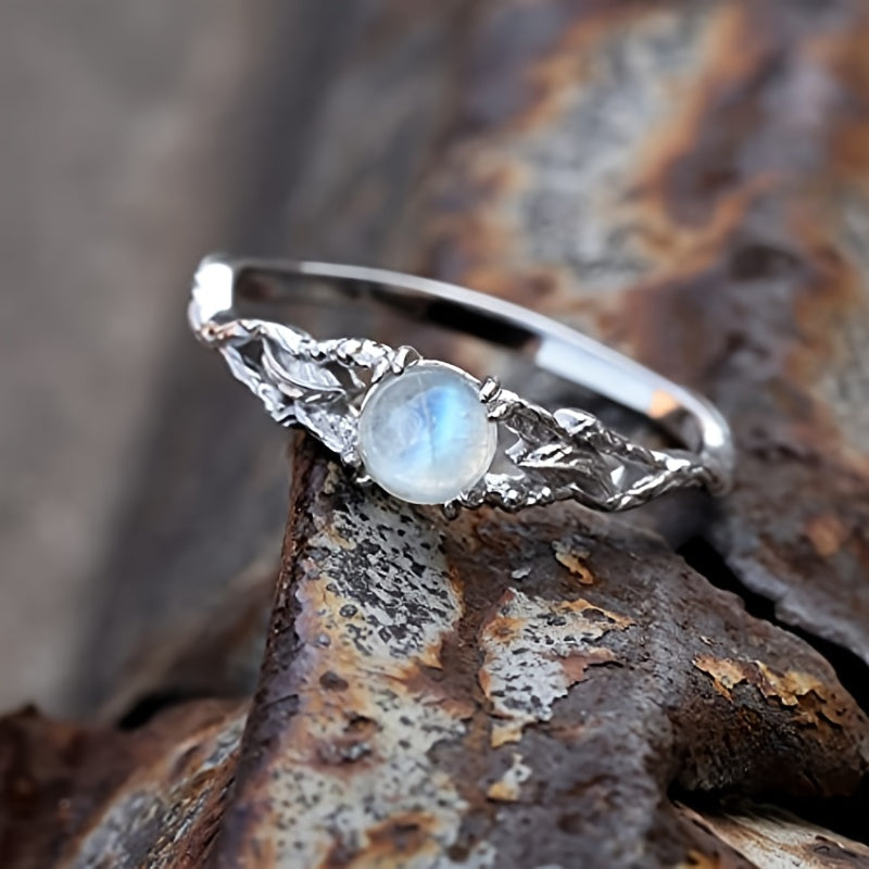 Genuine Moonstone Ring Sterling Silver
