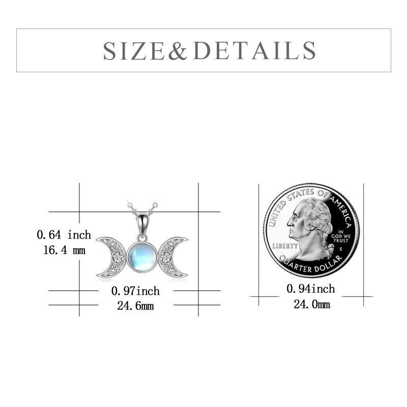 Sterling Silver Moonstone Triple Moon Goddess Necklace Gift Women Girls