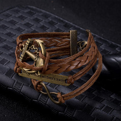 Leather Bracelet with Stainless Steel