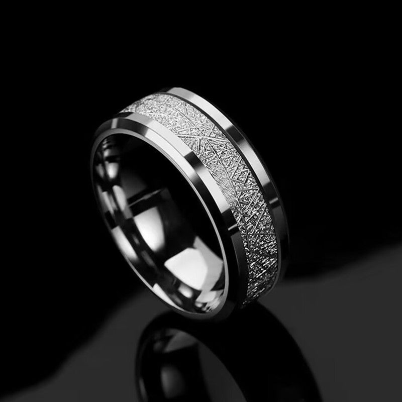 Rime Pattern Men's Titanium Steel Ring