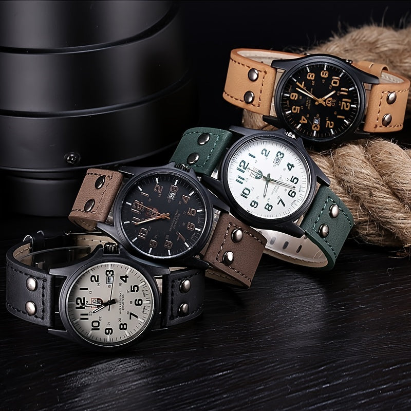 Men's Casual Frosted Leather Watch