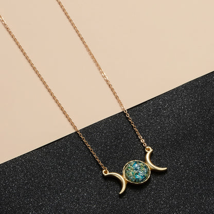 Triple Moon Goddess Necklace