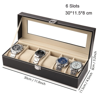 Leather Watch Storage Box - 2, 3, 6, 12 slots