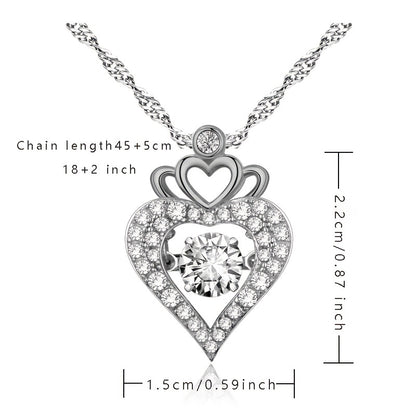 Women's Cubic Zirconia Heart-shape Crown Pendant Necklace