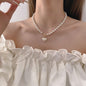 Pearl Necklace Heart Pendant for Women