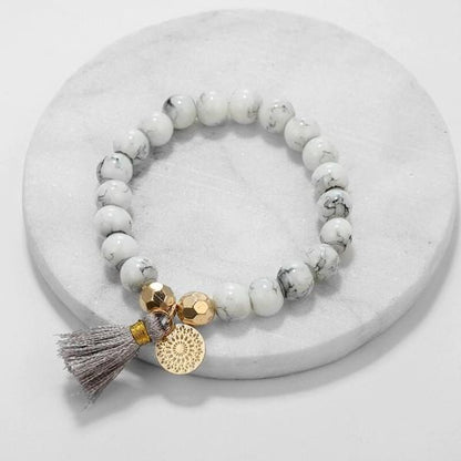 Marble Filigree Tassel Stretch 4PC Bracelet BOGO