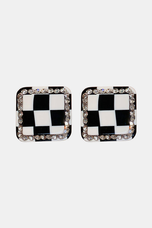 Checkerboard Rhinestone Earrings