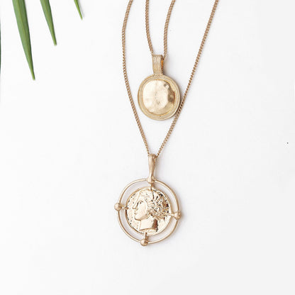 18K Gold 2 Piece Coin Head Necklace