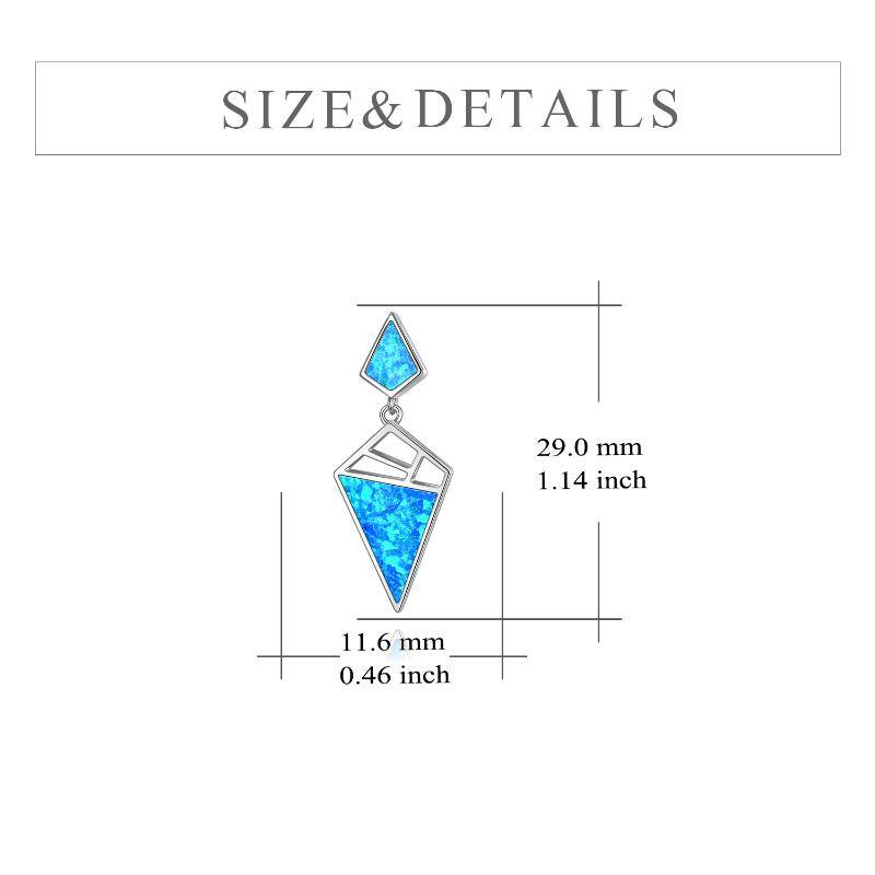 925 Sterling Silver Geometric With Opal Dangle Drop Stud Earrings