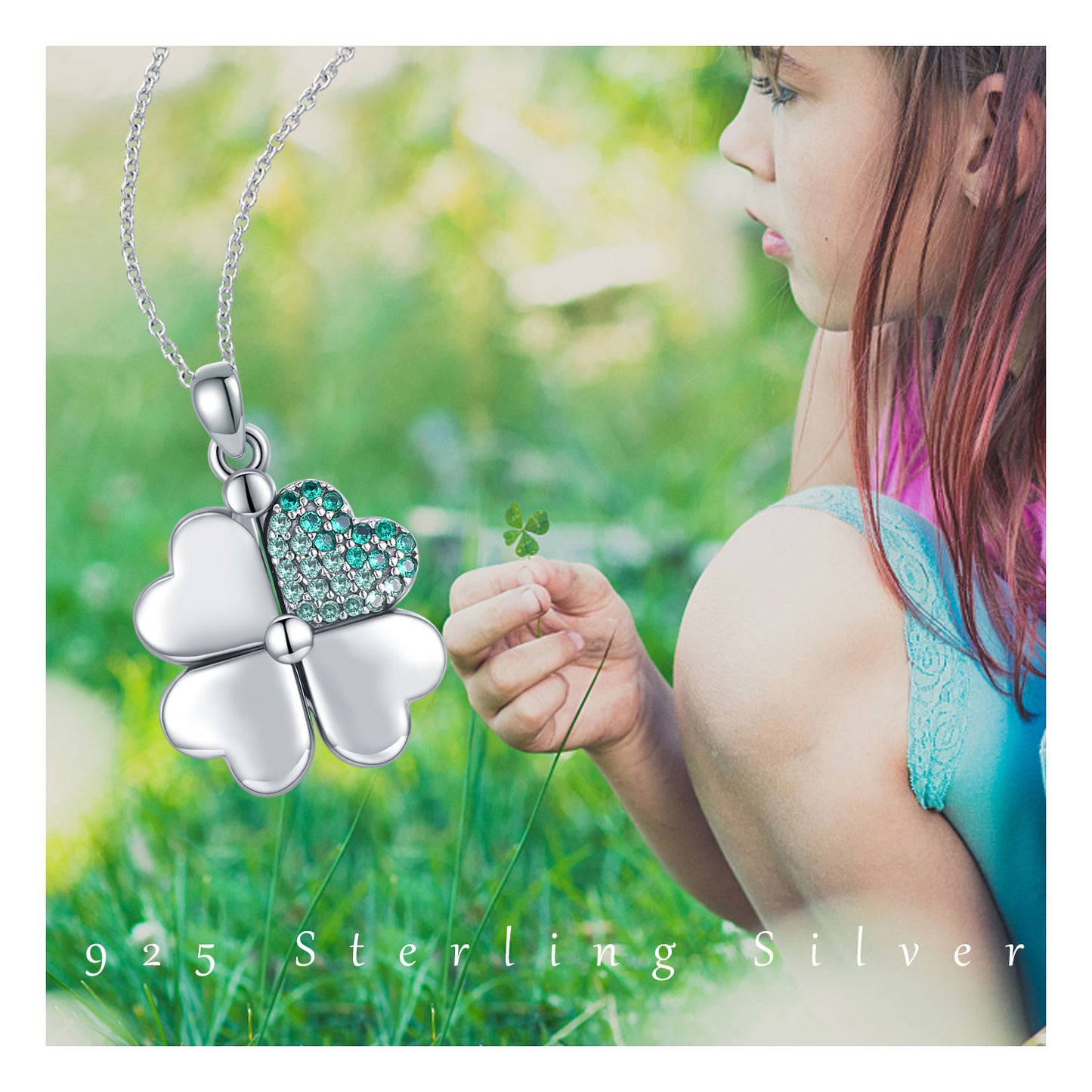 S925 Sterling Silver Four Leaf Clover Locket That Holds Pictures Irish Pendant Necklace
