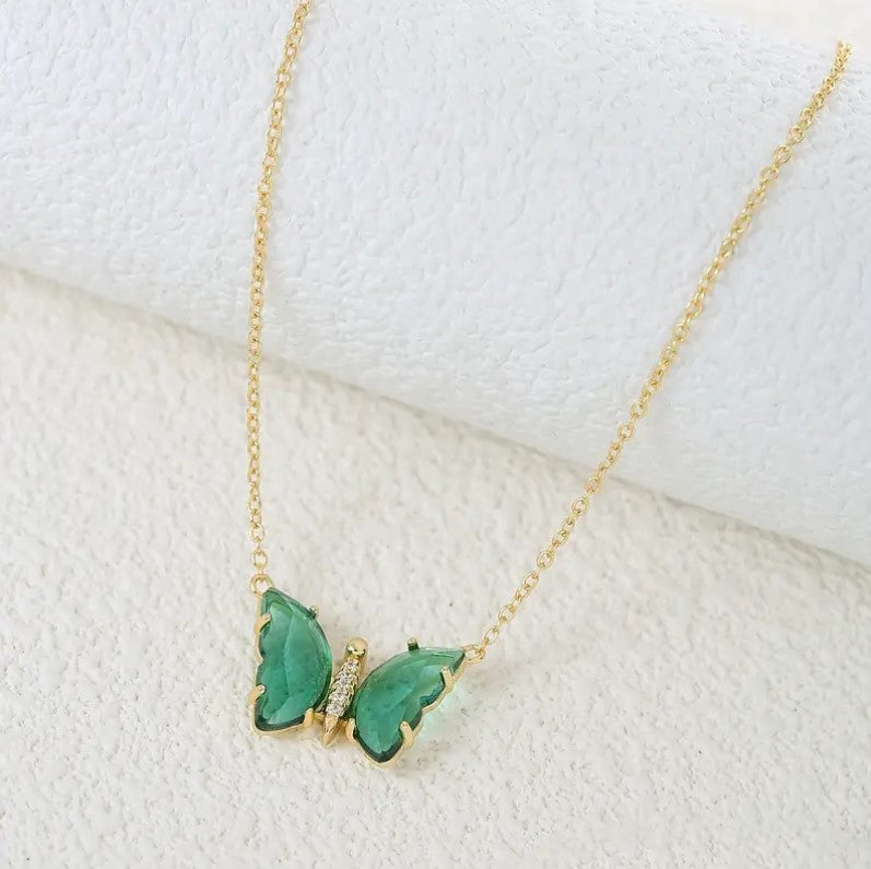 St. Patrick's Day Butterfly Green Pendant Necklace