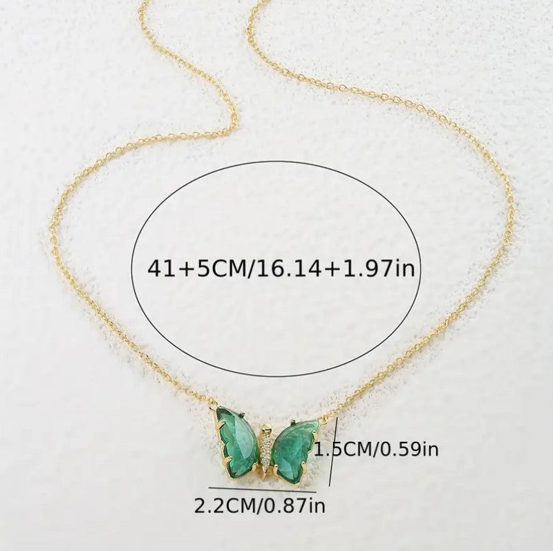 St. Patrick's Day Butterfly Green Pendant Necklace