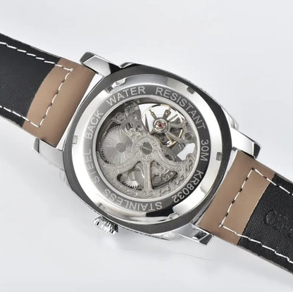 Men's Leather Strap Mechanical Waterproof Watch for Men