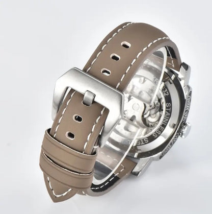 Men's Leather Strap Mechanical Waterproof Watch for Men